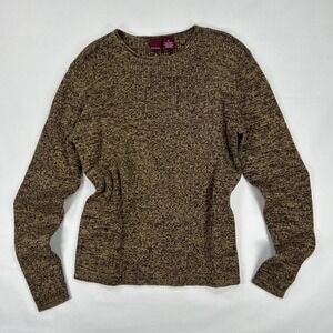 Merona Vintage 2000s Woman's Made In Japan Long Sleeve Crewneck Sweater Brown S
